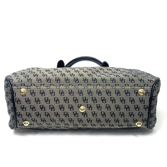 Dooney & Bourke Leather Trim Signature Buckle Satchel Grey Canvas Black Leather - Picture 8 of 13